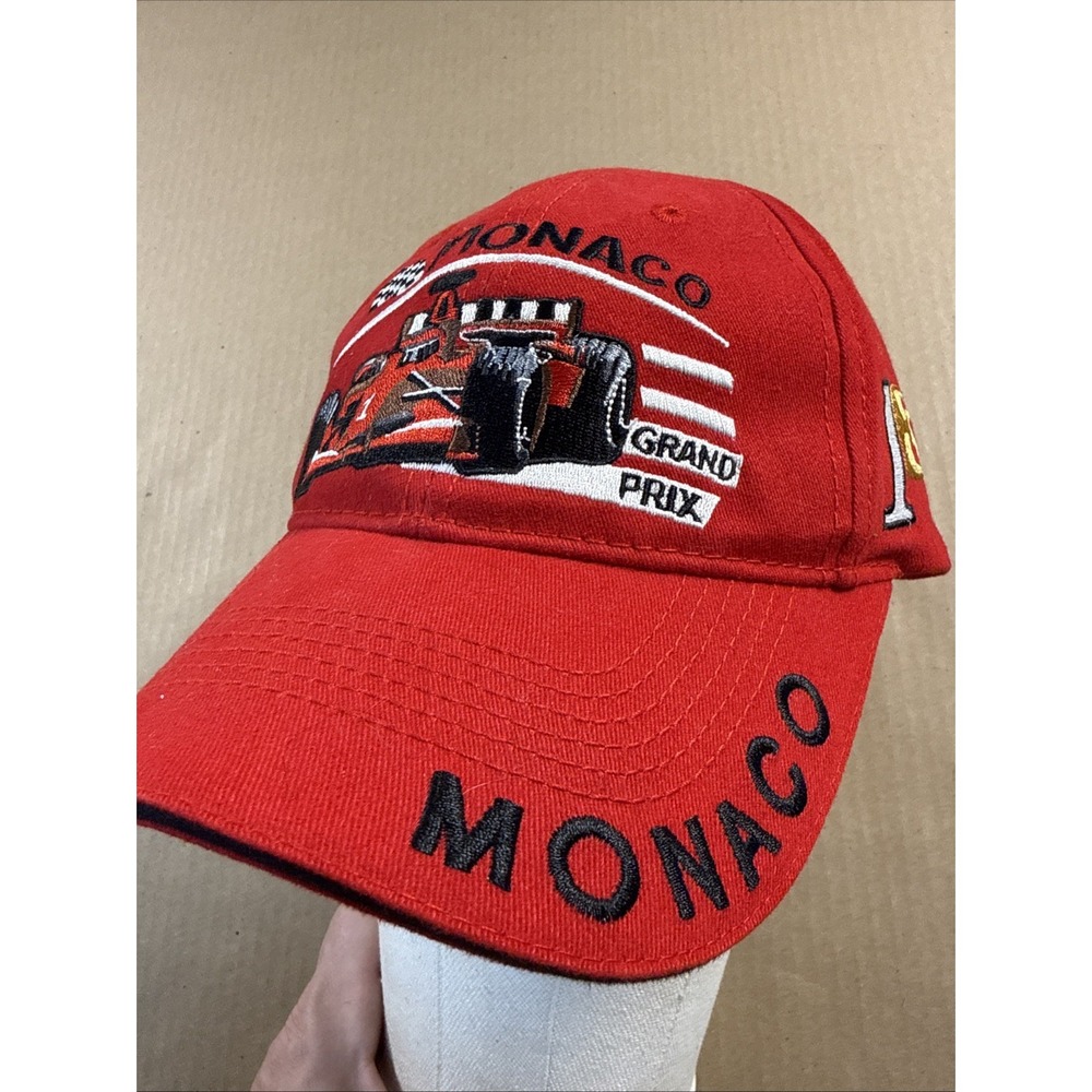 MONACO Grand Prix Hat Cap Adjustable Strapback Red Embroidered Formula 1 Racing